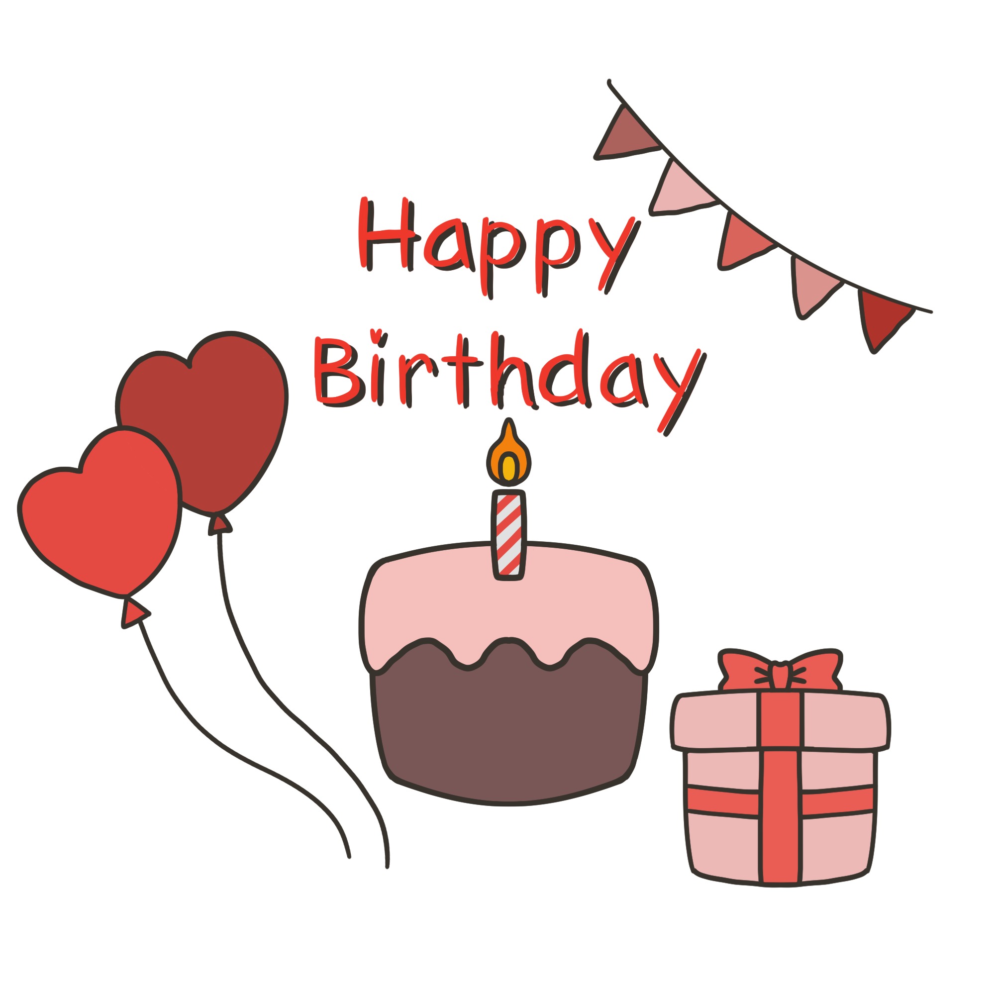 誕生日プレゼント 赤の無料誕生日カードテンプレート 3253 - デザインAC