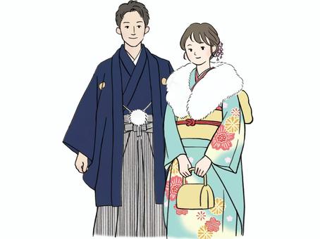 和装の新郎新婦のフリーイラストフリーイラスト・クラシック フリクラ