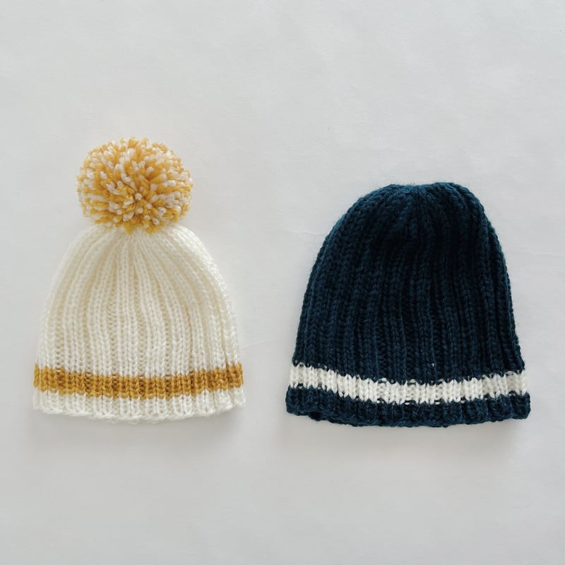 かぎ針編み無料編み図「ボンボンつき子どもベレー帽」かぎ針編みレシピ・無料編み図 Roniqueロニーク