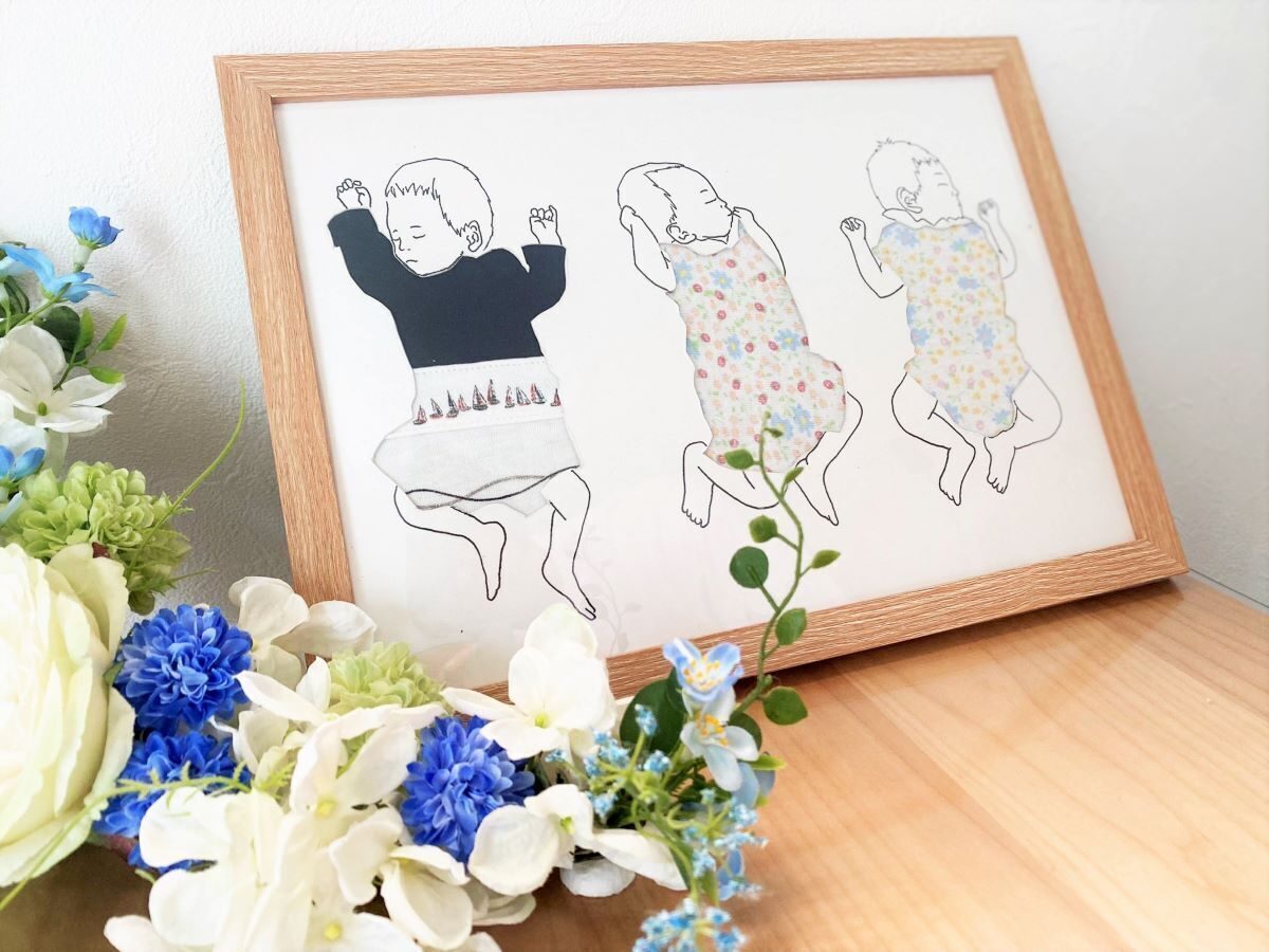 フクアルの作り方はとっても簡単♪ サイズアウトした子ども服を台紙に合わせて切り取り、マスキングテープで貼り付けるだけ。ぜひ、思い出の服をフクアルにしてみませんか♡フクアルfukualふくある子供服出産祝いアルバム手芸子ども子ども服子供服