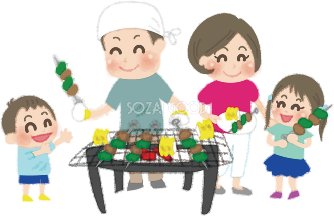 家族でバーベキューをしているイメージイラストのイラスト素材21205820- PIXTA