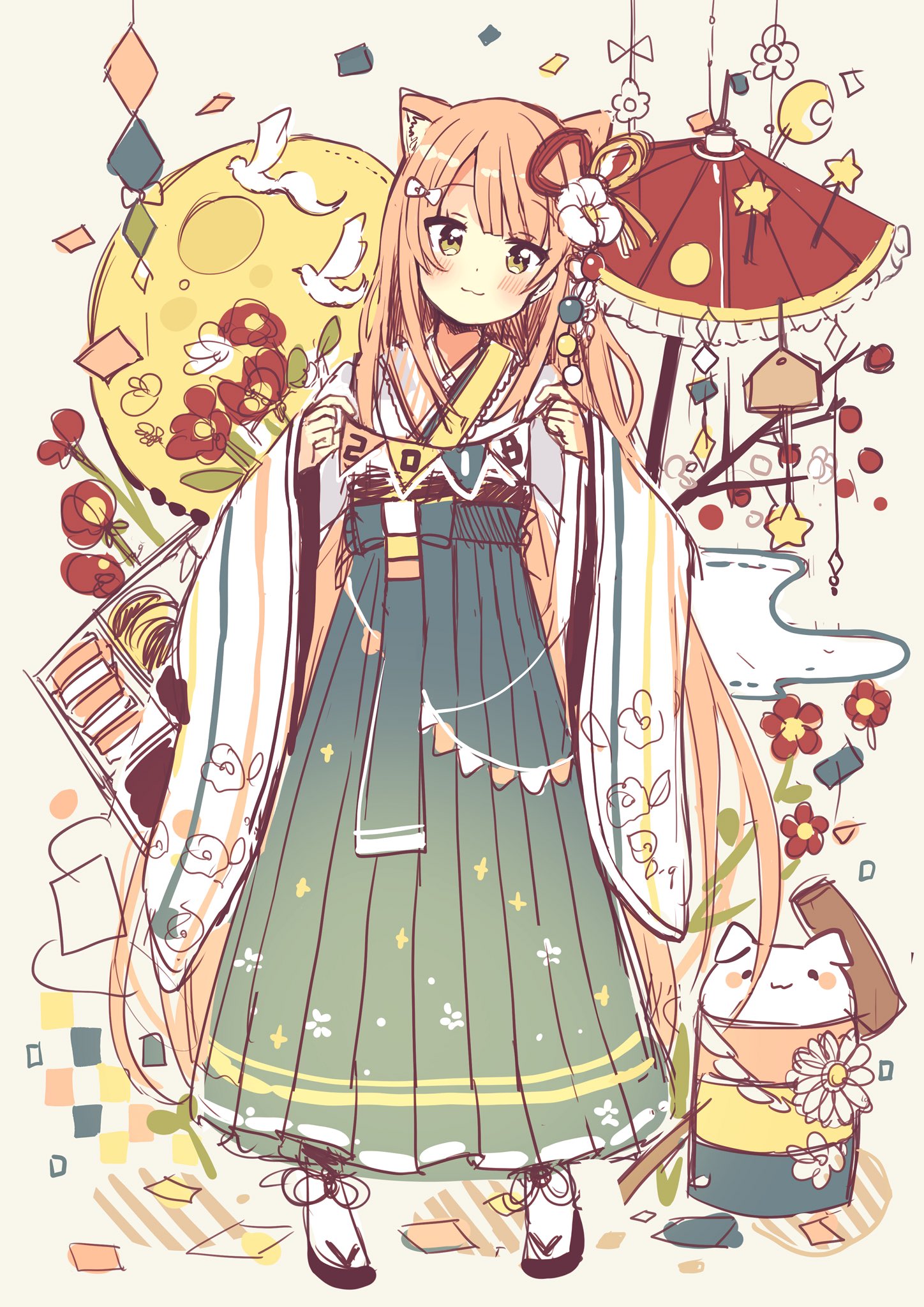 2019年 亥年 おしゃれで可愛い❁年賀状デザイン無料配布＊2 女の子とウリ坊 横momochyのおうちイラストレーターももちーのWebサイト