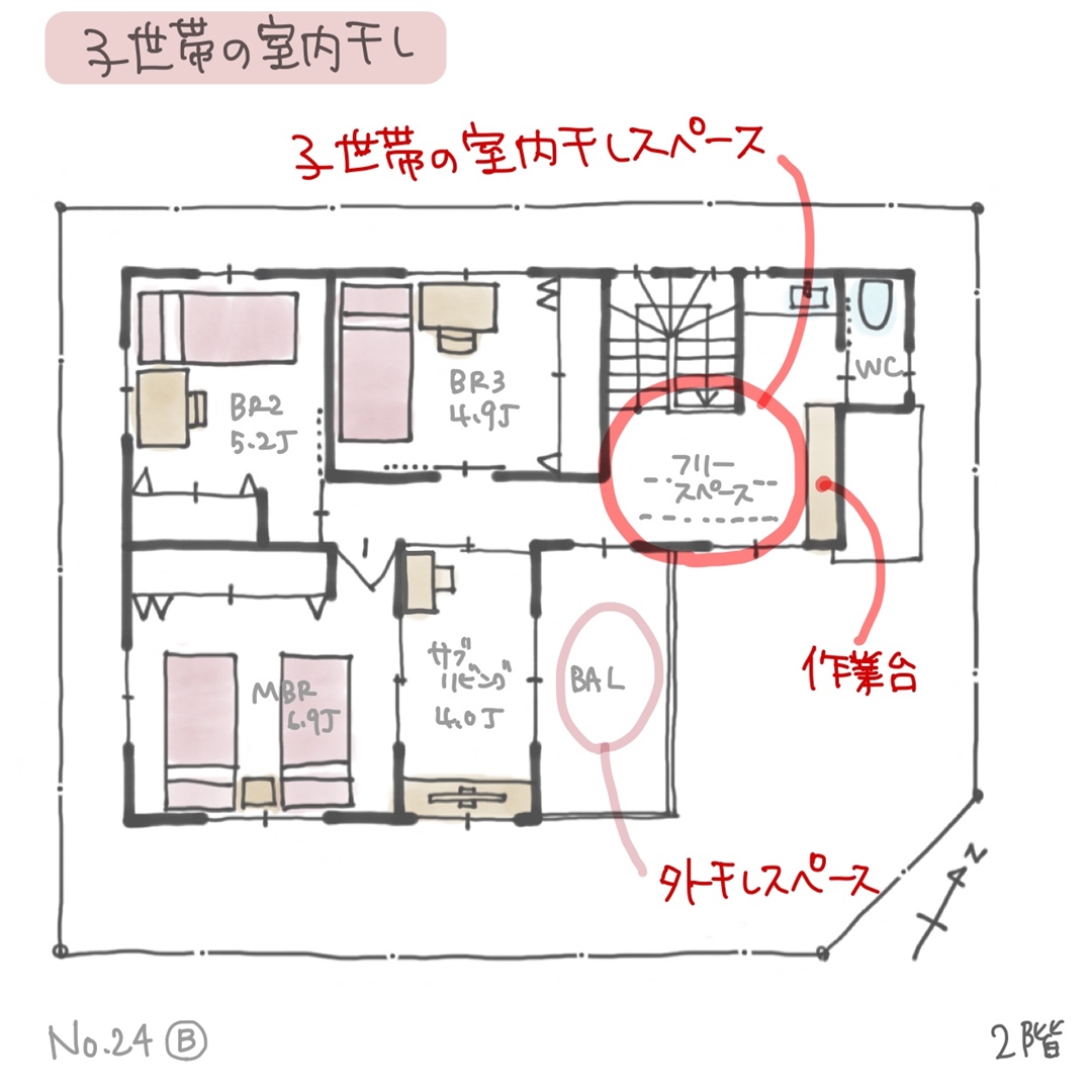 二世帯住宅 母一人＋子世帯の間取り実例 35坪前後 完全同居など間取りタイプ別のメリット・デメリット福井の注文住宅・工務店ノークホームズ