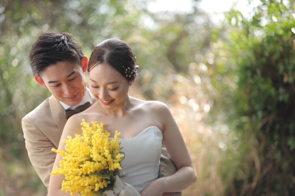 ナチュラルブーケＬ アネモネミモザ ウェディング 結婚式 パーティー 二次会 前撮り プリザーブドフラワー ドライフラワ