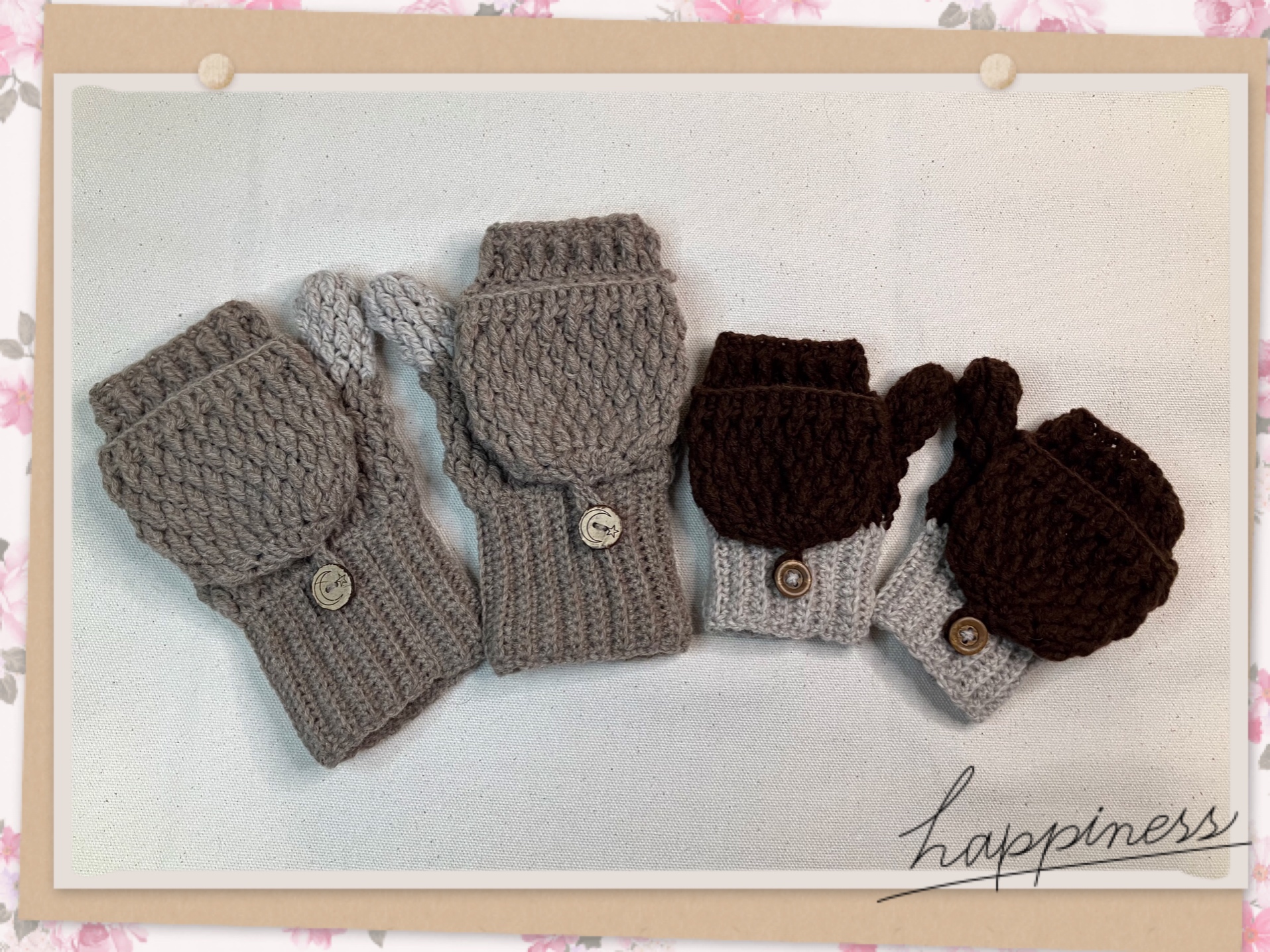 細編みメイン！ かぎ針で編む キッズ 指抜き手袋 ‣ めかぶかあちゃんのどんどこ子育て