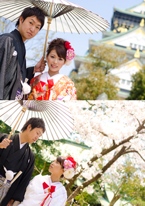 桜が咲き誇る大阪城で和装前撮り』 撮影日：2023年4月5日 大阪城 スタジオアンルージュなんばOCAT店の撮影レポート Photorait