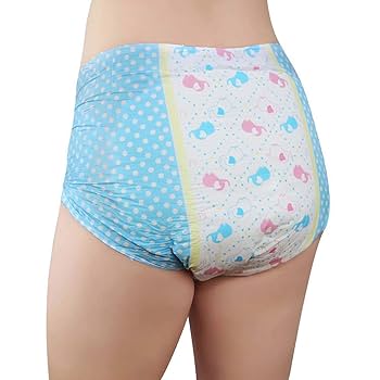 AmazonLittleForBig大人用オムツパンツ 可愛い絵柄 象ちゃん おむつ 青 10枚入 MLittleForBigおむつ