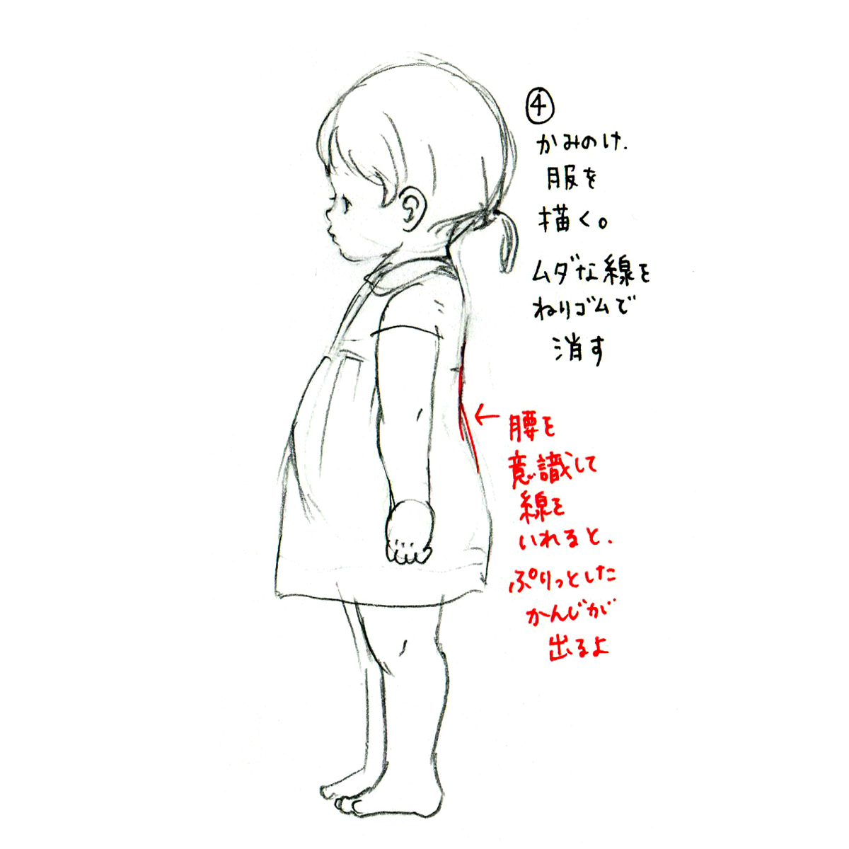 横顔を描こう」小学生の作品より平井こども美術教室