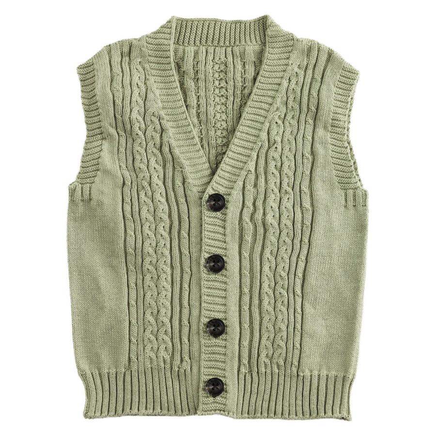 ベビー 編み物 キット オーガニックコットンのチュニックベスト 90cmサイズ H145-225-016 編み図付 ベビーベスト 手編み キットハマナカ 手作りキット hamaLINEブランドカタログ