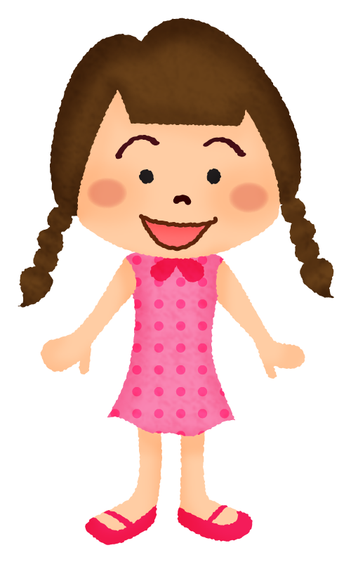 子供イラスト☆ツインテールの女の子☆返事：イラスト無料