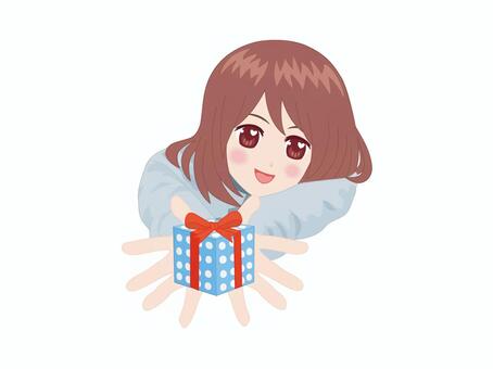 お父さんにプレゼントをあげる女の子イラストレイン🚂 - イラスト無料素材