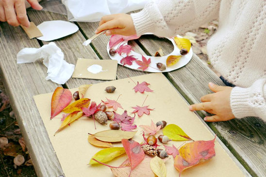 落ち葉で作る楽しい落ち葉アート！簡単アイデア4選 ねらい・遊び方・注意点・押し葉・アイデア保育士くらぶ