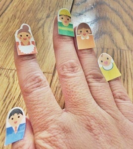 おはなしゆびさん 親子 指人形セット プリント柄 フエルト おもちゃ・人形 マメすけ プロフ必読通販 11518569Creema クリーマ