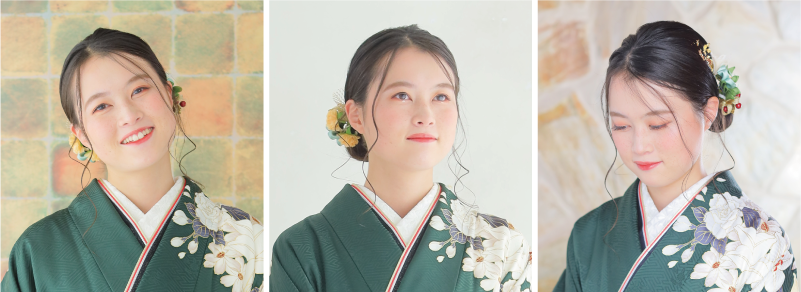 𝐘𝐔𝐈 福島市ヘアセット メイク 着付け卒業式袴アレンジヘア🎓🌸 ハーフアップhair🎀🌸 ドライフラワーとダブルリボン🎗️ 成人 式前撮り・当日・卒業式 3回目にもなれば阿吽の呼吸で＂きたね！