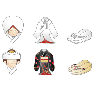 新郎新婦のイラスト 和装・神前式 : ゆるかわいい無料イラスト素材集