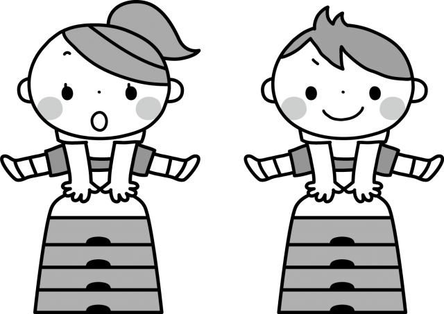 跳び箱をしているイラストイラぽん