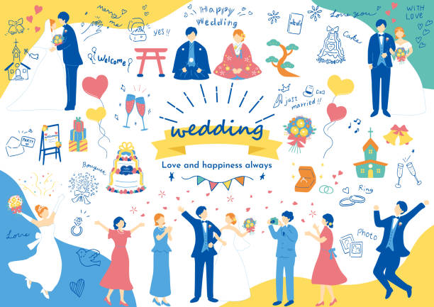 和装ウェディングイラスト素材カット-101「袴着物新郎新婦マンガアニメ調イラスト」 - ごくうの動く似顔絵