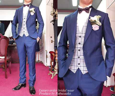 新郎 タキシード カジュアル 結婚式２次会 ゲスト 海外 フォト 衣装 レンタル向けデニムタキシードパンツドレンタ