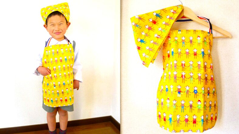 How to make a child's apron - Elastic type90 100 sizeEasy to put on andtake off just by putt- YouTube