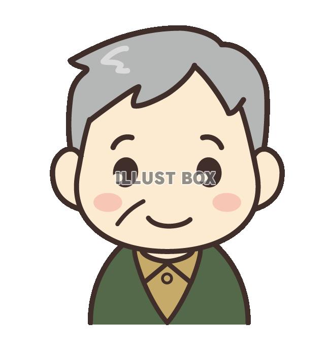 おじいさんの顔イラストのフリー素材イラストイメージ