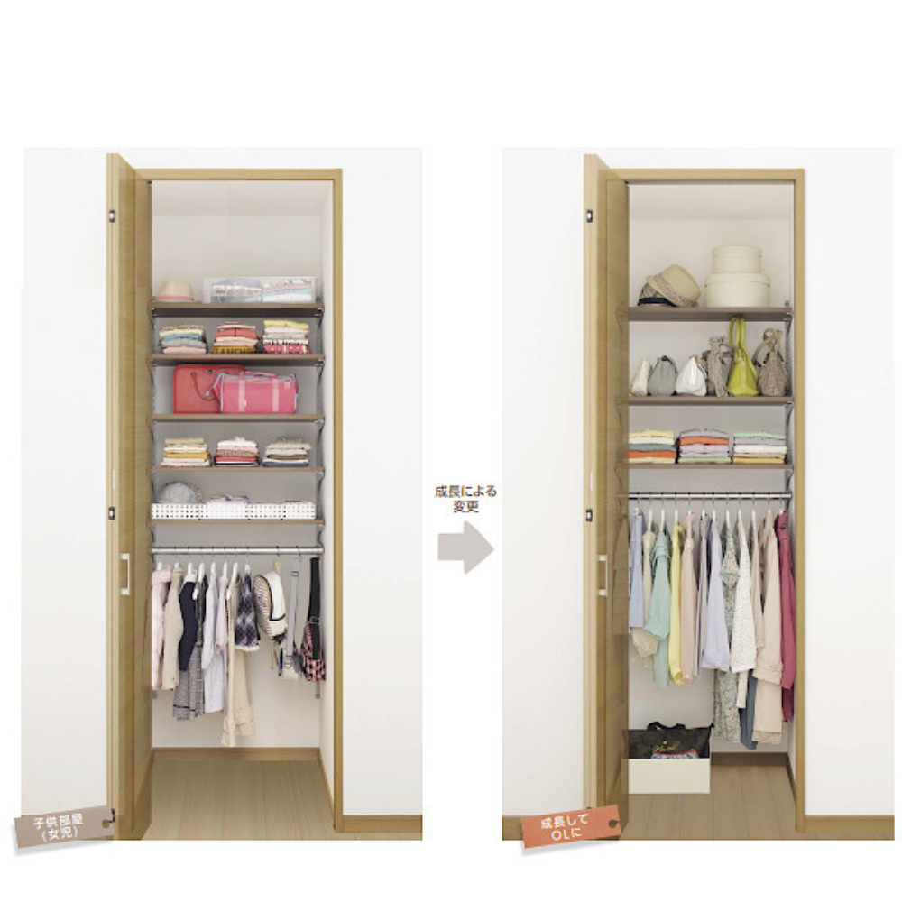 クローゼットを組み込んだ壁面収納で、子供部屋の間仕切りを実現。 - オーダー家具・壁面収納・収納ラボ