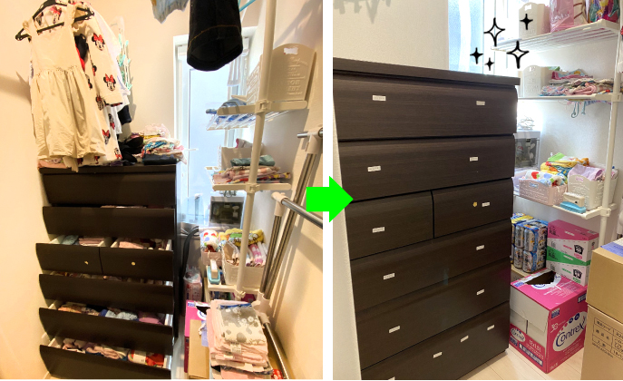 やっと娘のクローゼット整理しました👧🏻 収納ボックスとカラーボックスはニトリで。 棚も増やせるしコスパも良い✨また棚を増やしていく予定自分でお洋服を取りやすい&片付けやすいように 楽天で買った洋服シールを貼りました◎ 娘はピンク可愛い〜って喜んでた