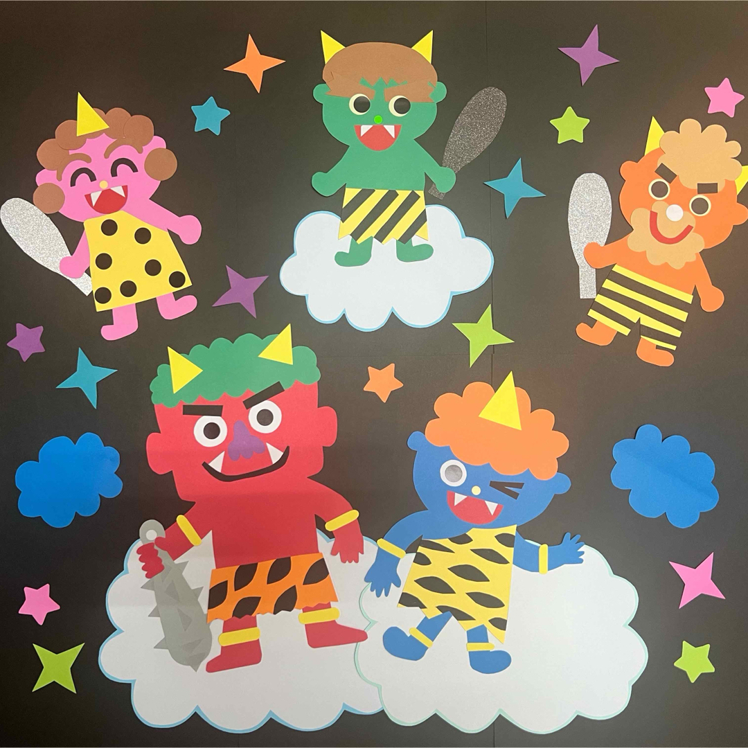 鬼の壁面飾り 節分 保育者幼稚園の通販 by ちょきちょき工房。ラクマ