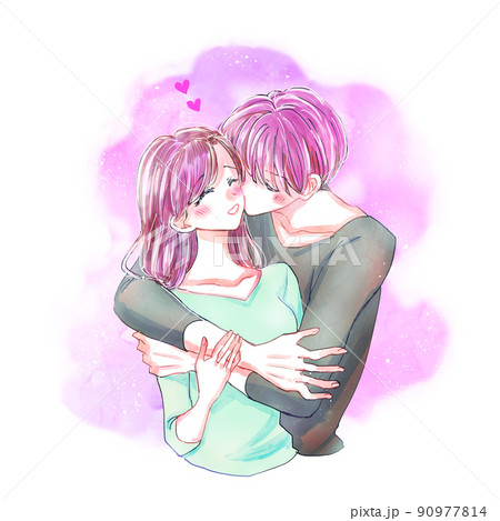 ベッドで寄り添うカップルのイラスト素材176841876 毎月1点無料 フリー のストックフォト イメージマート