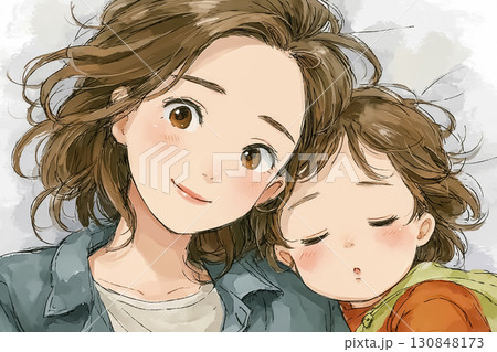 子育て・親子のイラスト モノクロ