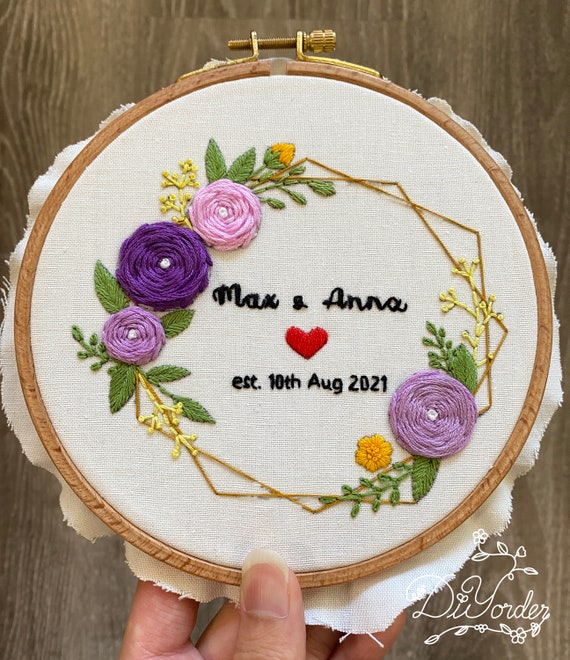総刺繍 ウェルカムボード タペストリー 結婚式 ◇名入れ ウエディング アニバーサリー ハンドメイド 寿 結婚祝い おなまえ 刺繍 飾り付けインテリア 贈り物 caf-0041 -coco plus an factory - プレゼント＆ギフトのギフトモール