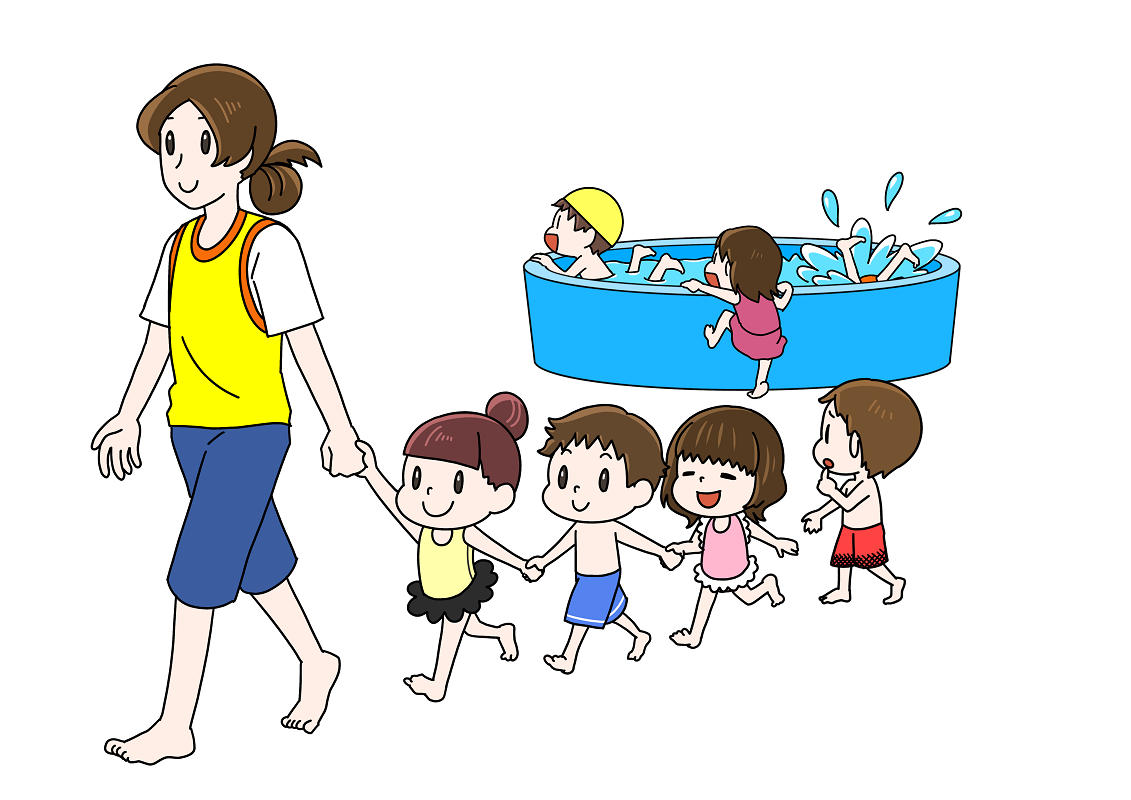 プールあそびのお約束ほいくえ