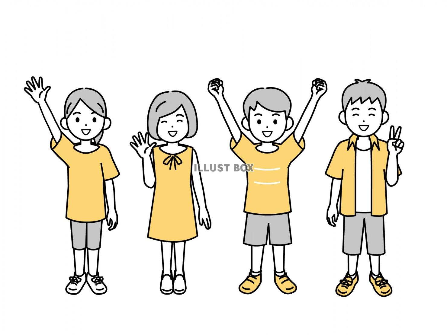 元気な子どもたち イラスト 白黒のイラスト素材105213164- PIXTA