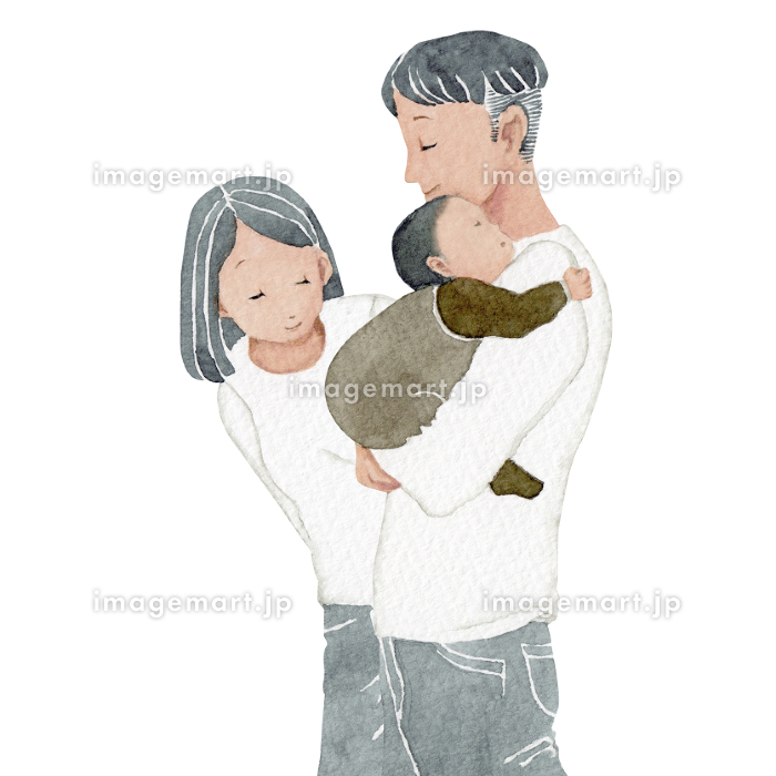 赤ちゃんと両親のイラストフリーイラスト素材 変な絵.net