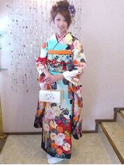 ヘアアレンジ 和装 成人式 着物×福岡天神ヘアセット・着付け専門店 Three-keys ×Moriyama Mami×115999HAIR