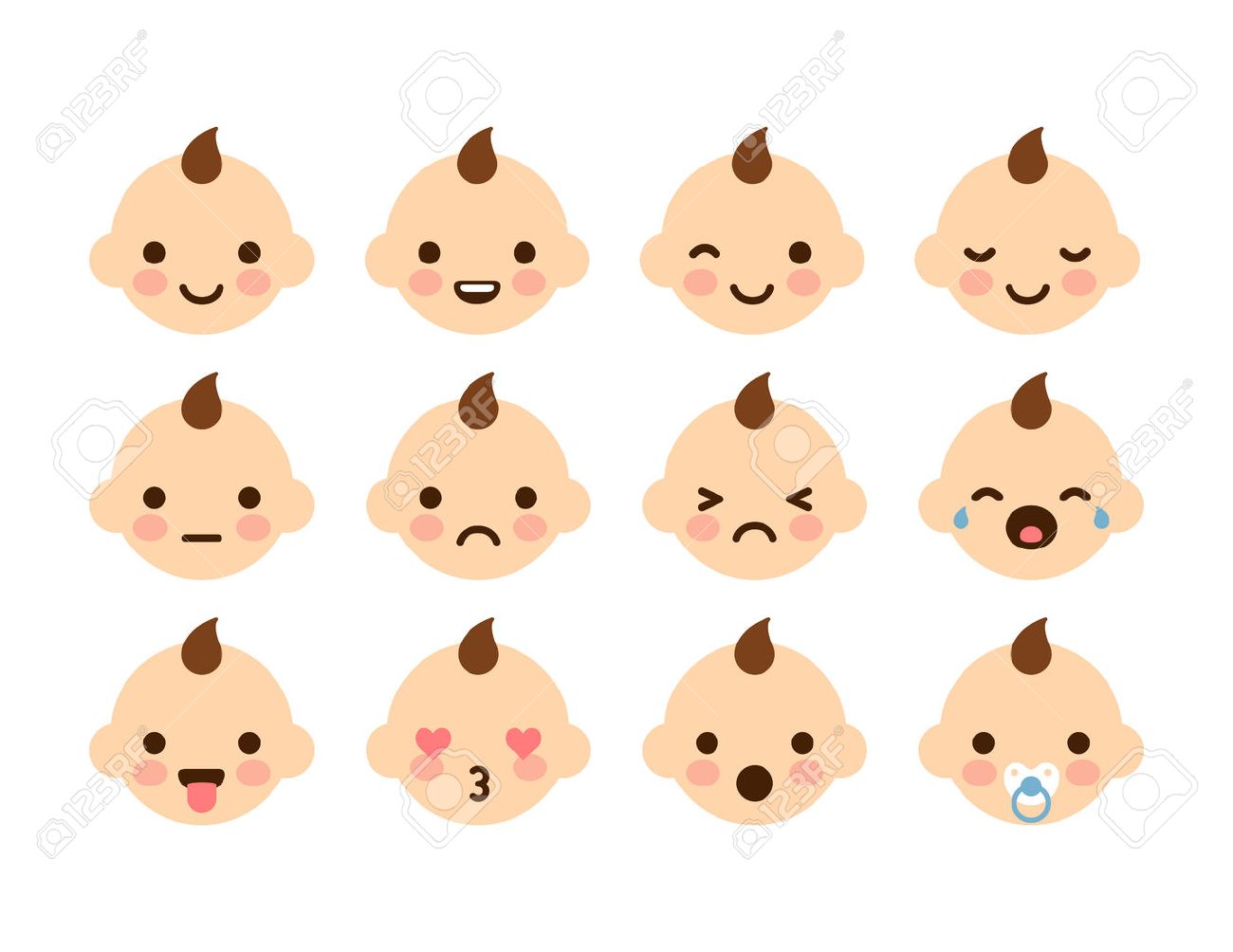 かわいい赤ちゃんの顔アイコンセット顔文字 - 赤ちゃんのベクターアート素材や画像を多数ご用意 - 赤ちゃん, 泣く, ベクター画像 - iStock