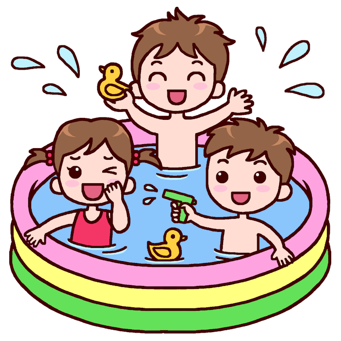 ビニールプール カラー子供と動物のイラスト屋さん わたなべふみ