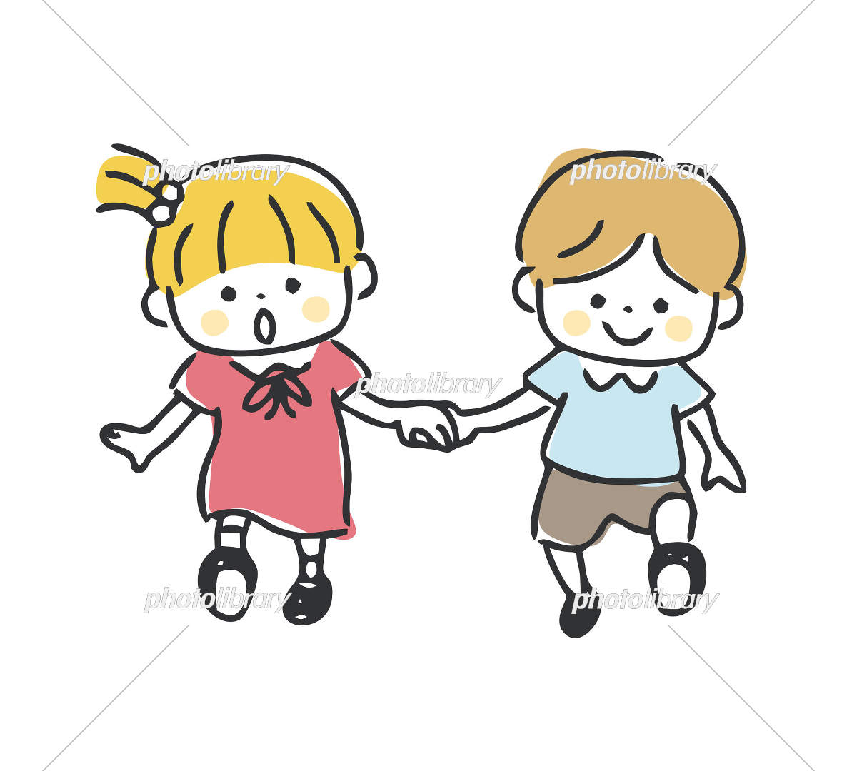 手を繋いで歩くカップルのイラスト素材110577746- PIXTA