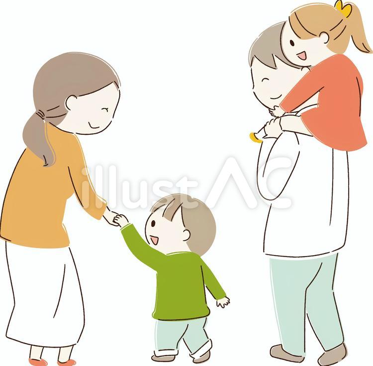 家族の日 家族の後ろ姿 イラストイラスト素材透過、PNGフリー画像ダウンロード - Pngtree