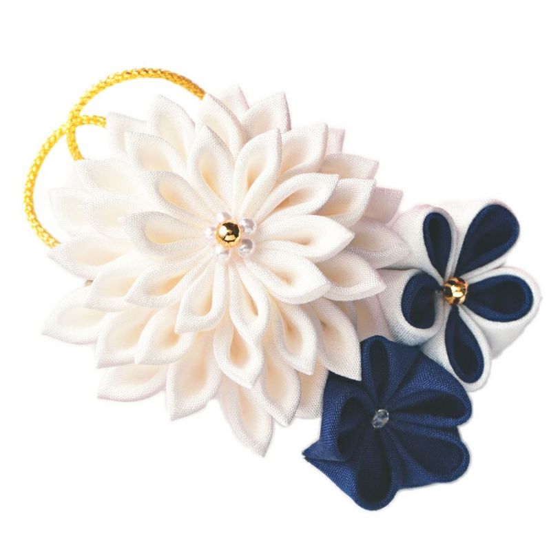 つまみ細工キット 花しごと29 藤紫のコーム 丸つまみ、二重丸つまみ生地 和柄 和布 ちりめん手芸通販布がたり