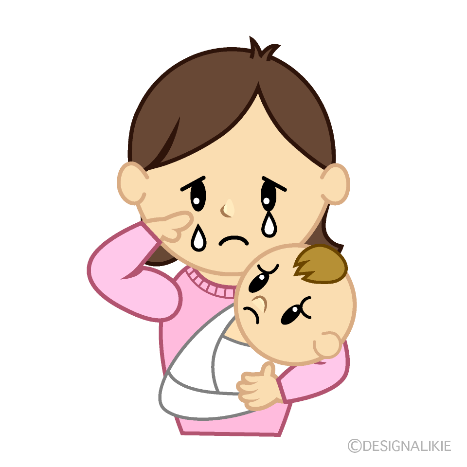 フリーイラスト疑問が浮かぶママと赤ちゃんパブリックドメインQ：著作権フリー画像素材集