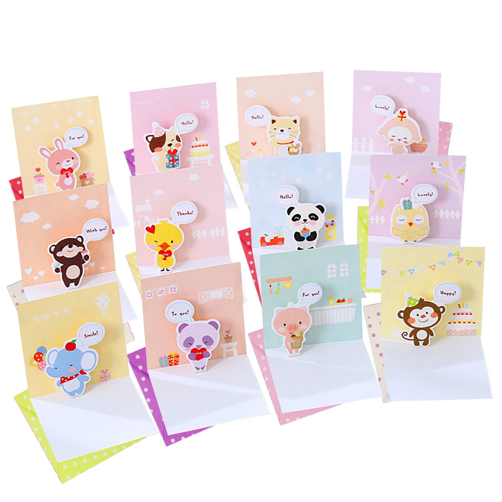 Amazon可愛い 動物 封筒動物メッセージカード誕生日カード 子どもメッセージカード ミニお祝いメッセージカード動物 メッセージ カードバースデーカード 人気バースデーカード 女の子メッセージカードかわいいバースデーカード しかけバースデーカード アニマル