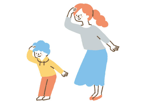 家族、親子、3人、父、母、子供、娘、女の子、線画 - イラスト作品紹介イラスト＆写真のストックフォトwaha ワーハ