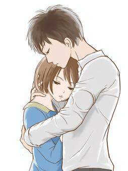 トレス素材 男女カップルポーズ 抱きしめられる７パターン - 絵師のためのネタ帳