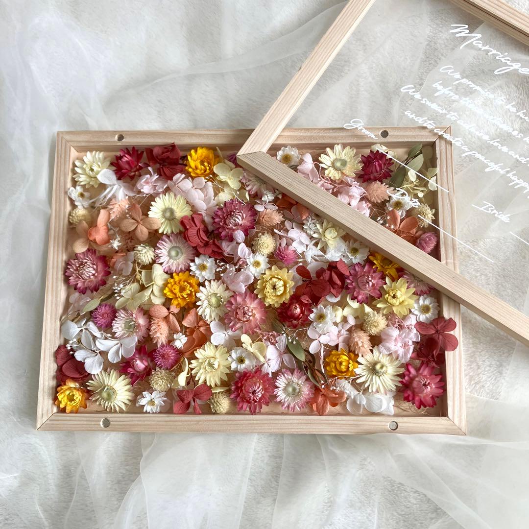 ゲスト参加型結婚証明書 フラワーボックス ドライフラワー 結婚式 ウェディング 再販 結婚証明