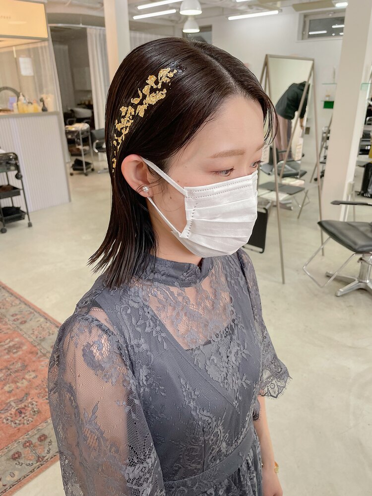 お呼ばれ ヘアセット金箔TikTok