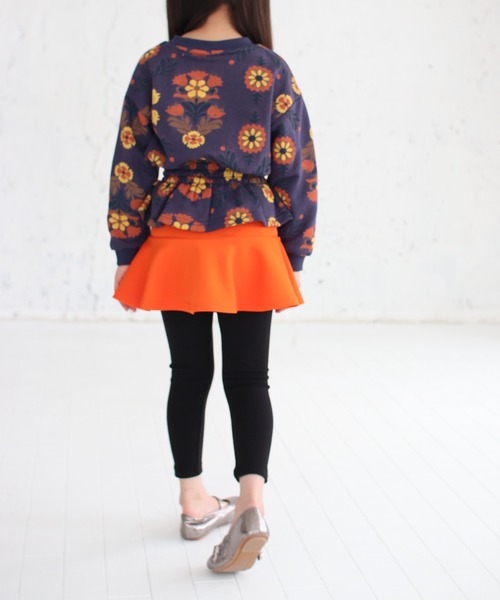 韓国子供服 キッズ 綿100% ドット ガーゼ スカート オレンジ