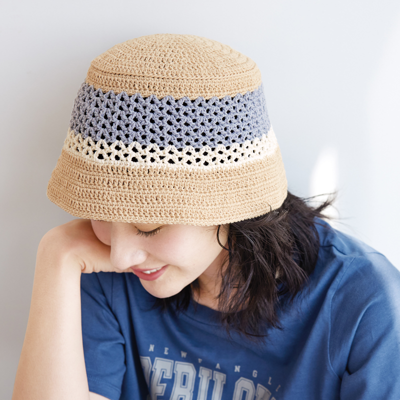 かぎ針編み：赤ちゃん用の帽子にクマさんの耳を付ける♪