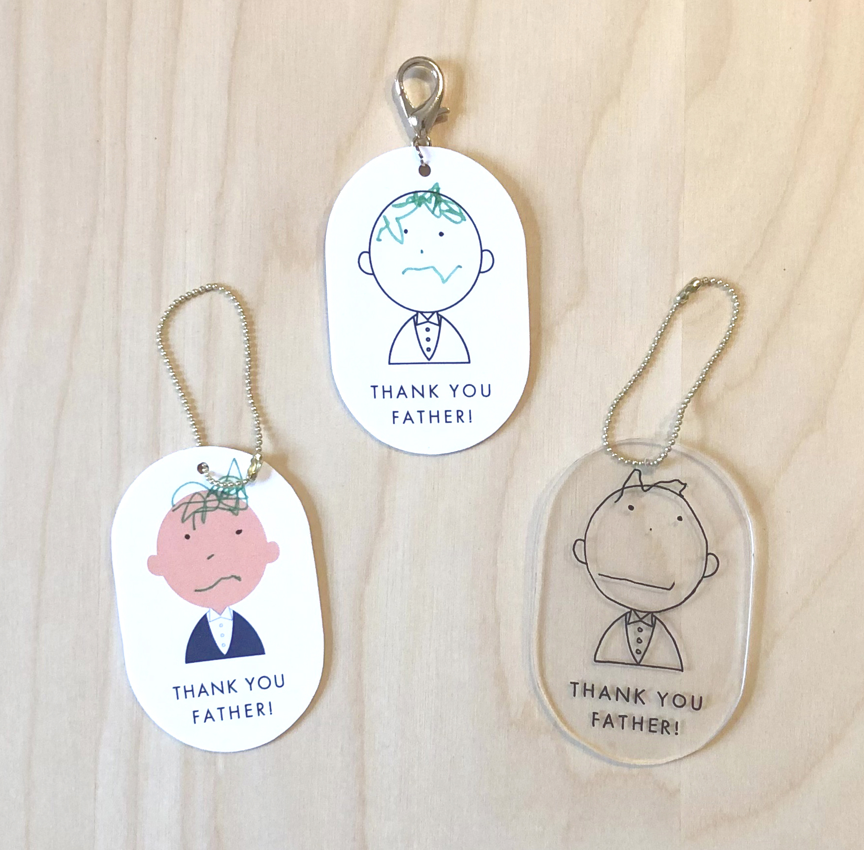 送料込 父の日 キーホルダー 似顔絵 木製 プレゼント 雑貨・その他 memolily 通販 15928911Creema クリーマ