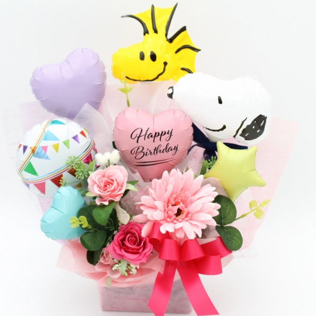 地域限定 送料無料スヌーピー ソープフラワーバルーン 誕生日 プレゼント ブーケ ピアノ バレエ 発表会 演奏会 舞台 結婚祝い 開店祝いメッセージカード かわいい 誕生日 入学 入園 退団 卒業 おめでとう プチギフト 祝い 送別会 卒業式 ギフト バルーン花束