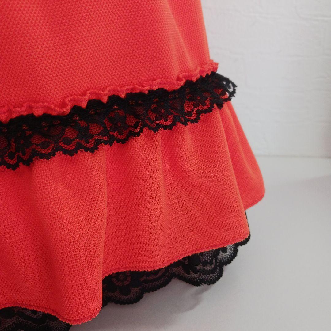 総柄プリントスカート オレンジ F フリーSALE 100・オレンジ色リネンドットスカート &